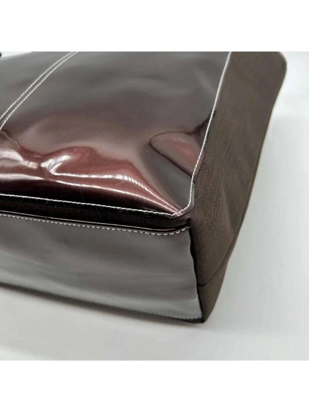Brown Glossy Fabric Tote Bag